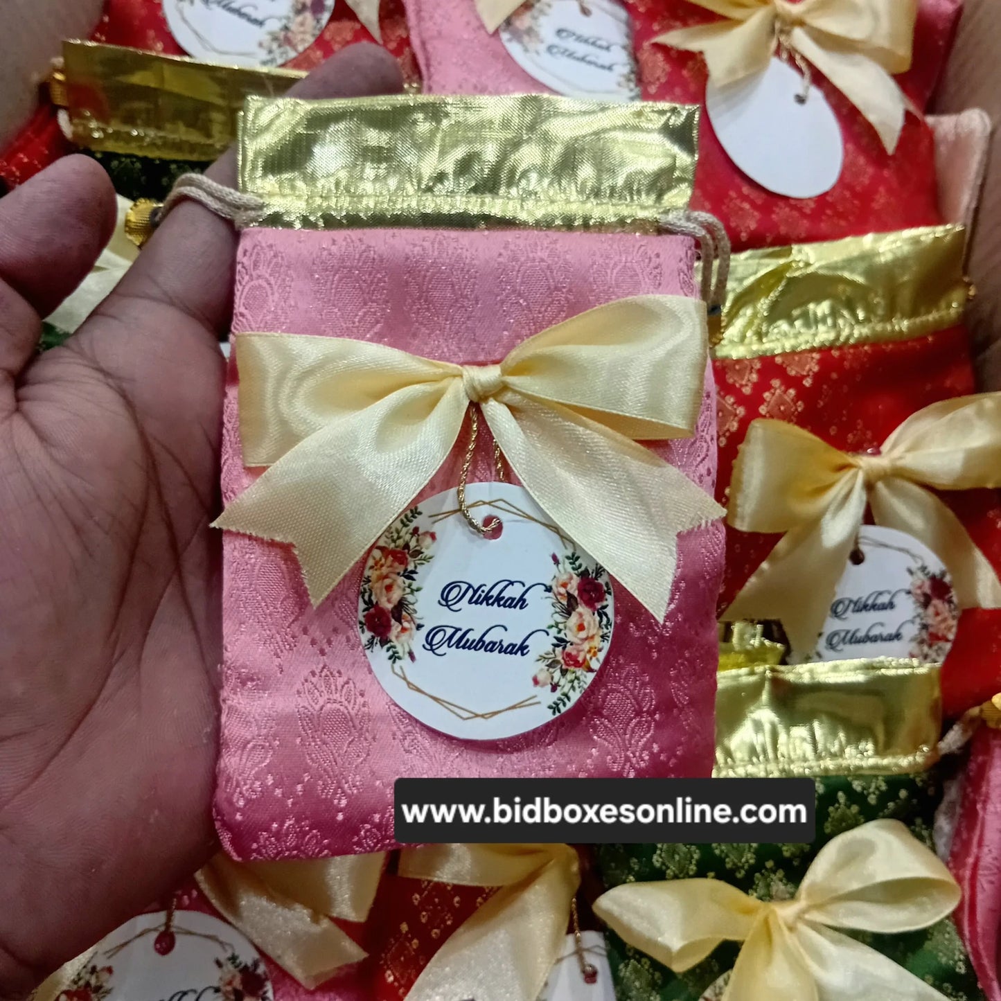 Jamawar pouches multi colours with bow