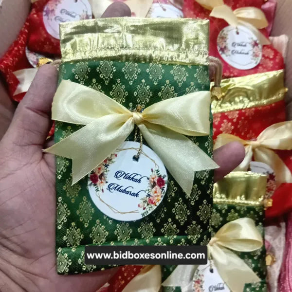 Jamawar pouches multi colours with bow
