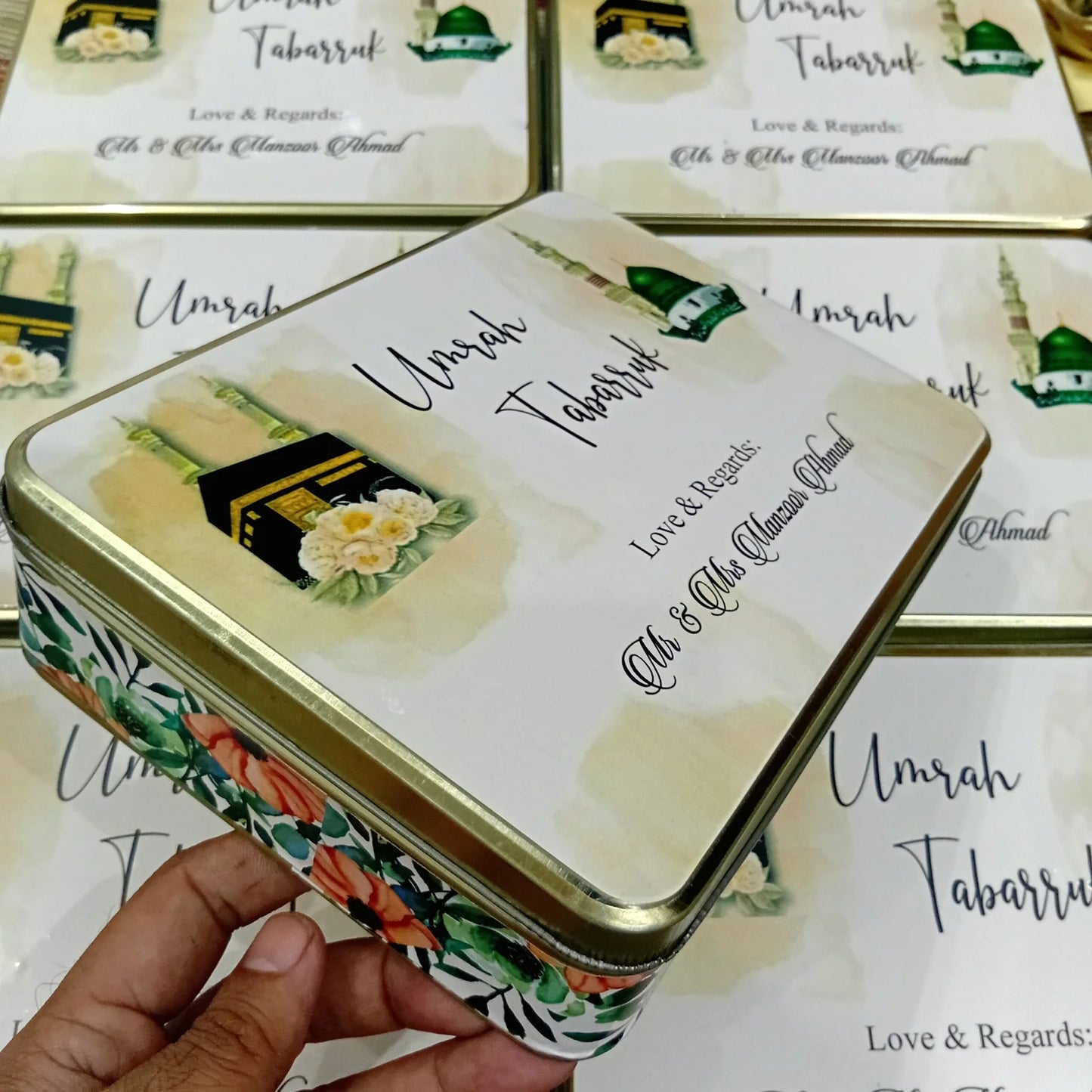 Square Umrah Hajj Tin boxes style 2